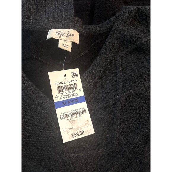 Style & Co Mixed Stitch Color block Sweater Tunic, Charcoal/Black, XL - Picture 7 of 10